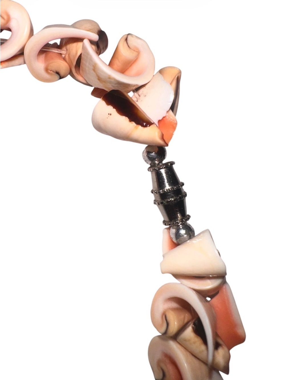 Handcrafted Pink and Brown Shell Twist Necklace - Picture 6 of 6